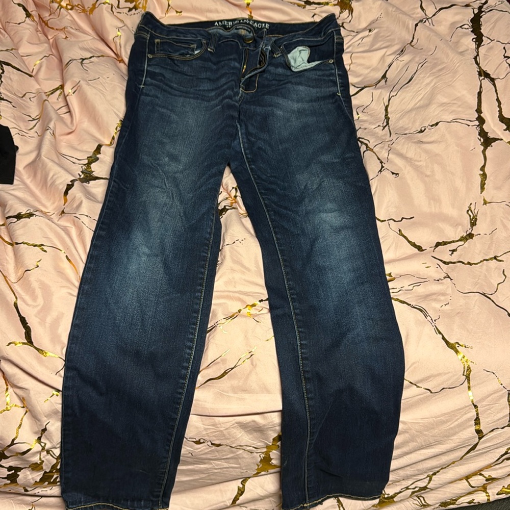 American eagle skinny jeans stretchy high waist size 12 worn light some defects